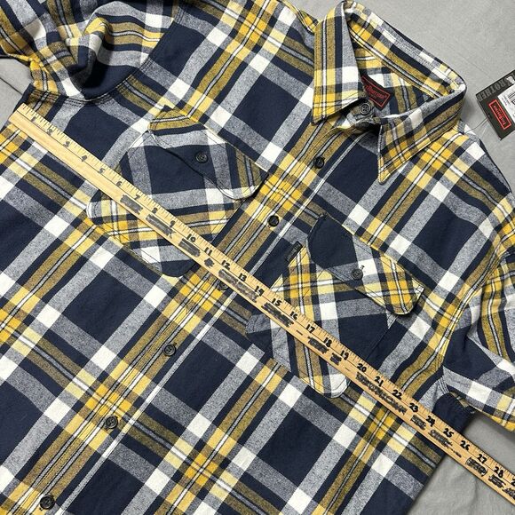 Five Brother Flannel Shirt Men XL Blue Yellow Plaid 5200 Long Sleeve Button Up - Picture 3 of 12